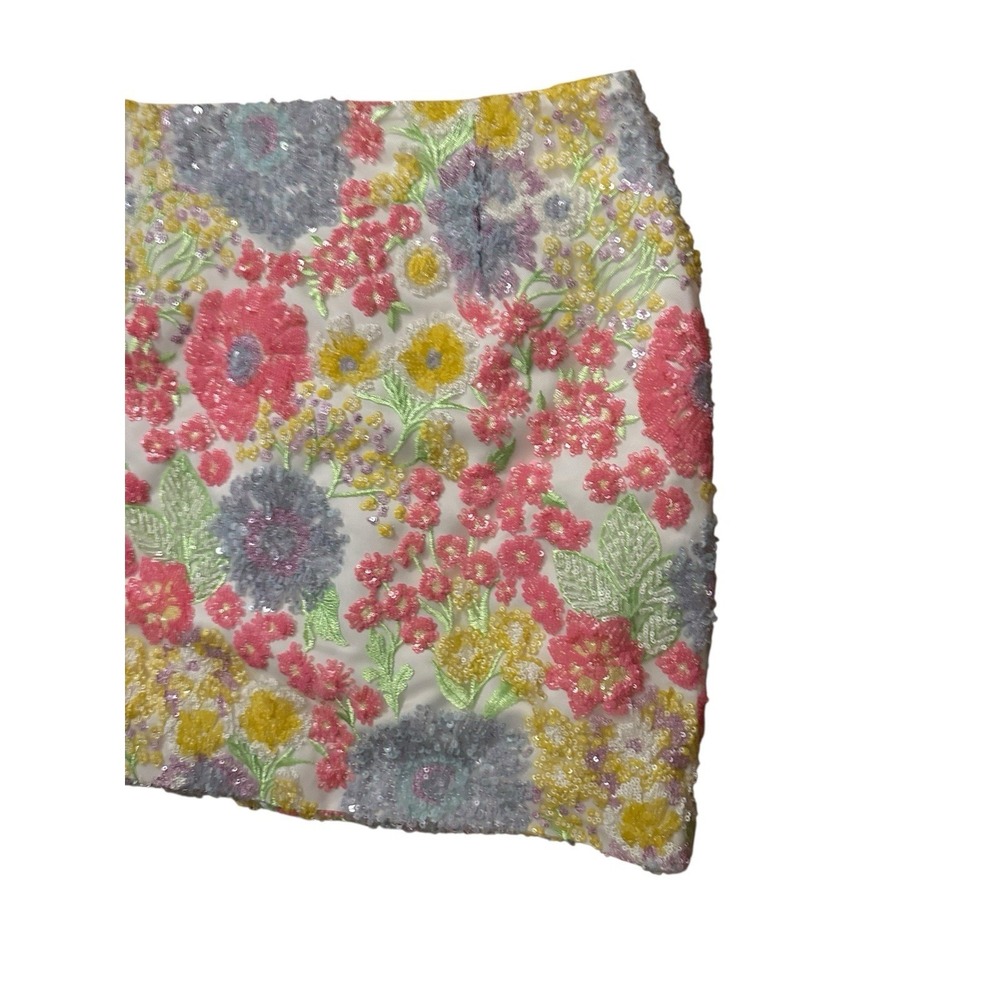 Lilly Pulitzer Kels Sequin Mini Skirt Multi Views from a Via Floral Sz 12 NEW - Picture 8 of 14